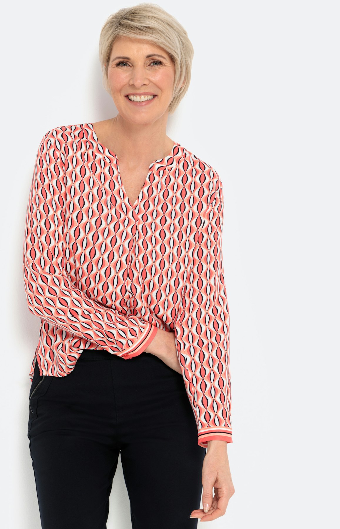 Viskose Tunika mit Print, koralle