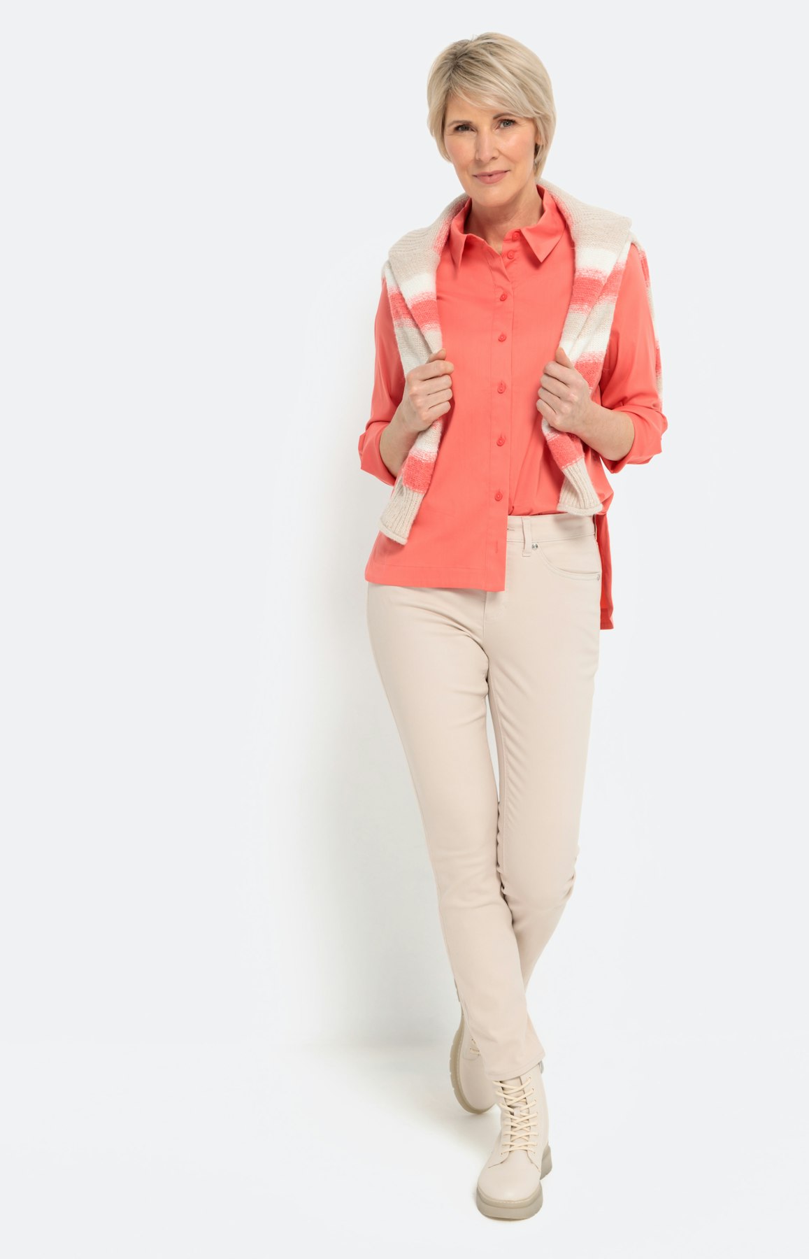 Stretch Overhemd blouse, coral