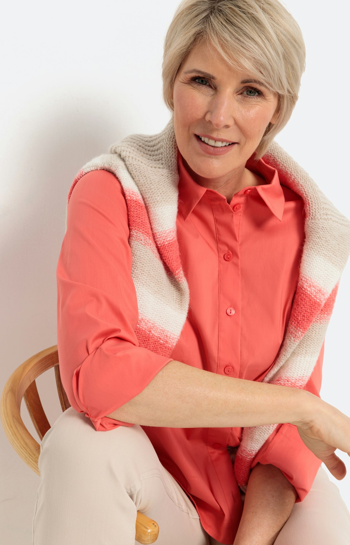 Stretch Overhemd blouse, coral