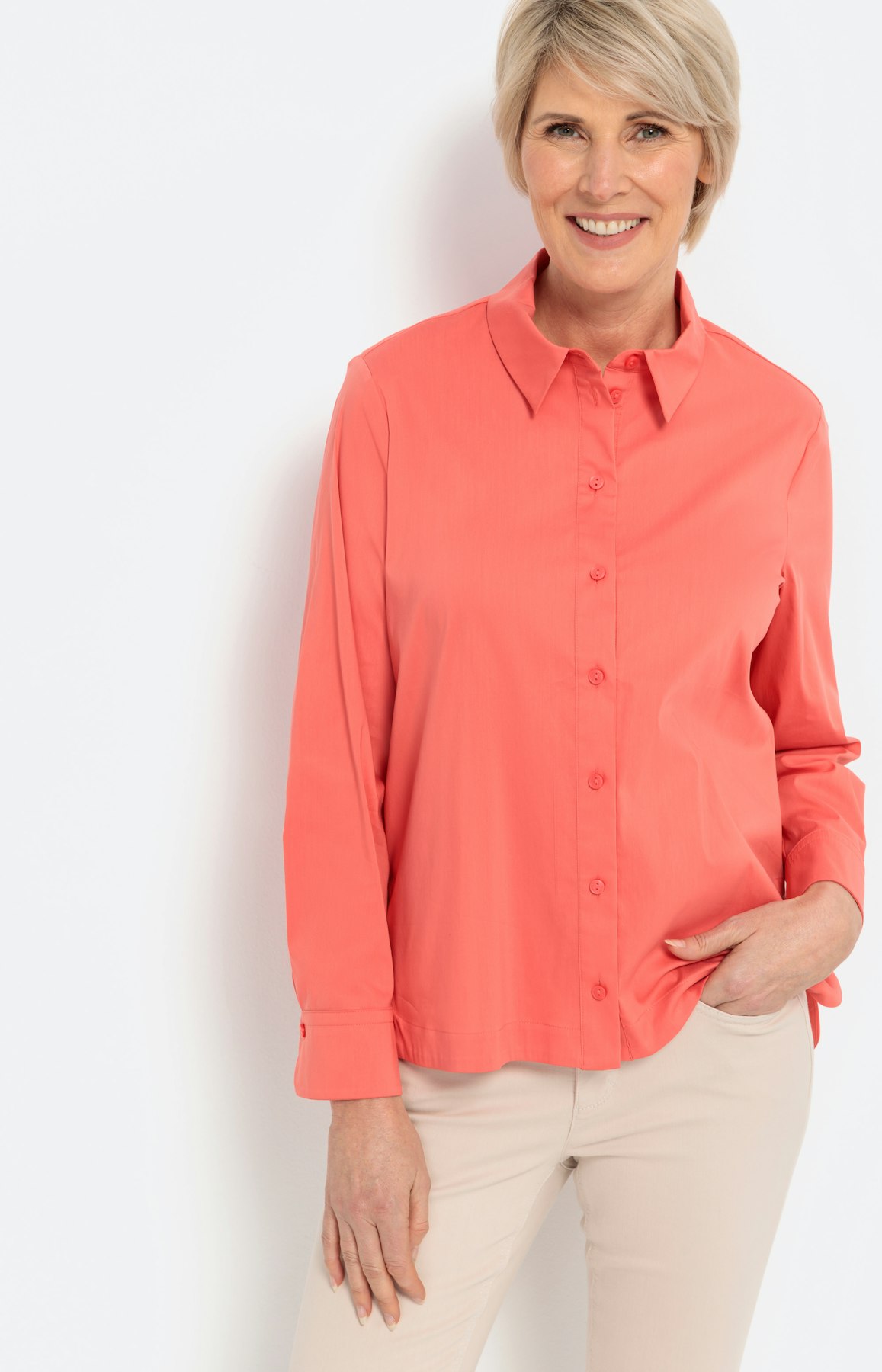 Stretch Overhemd blouse, coral