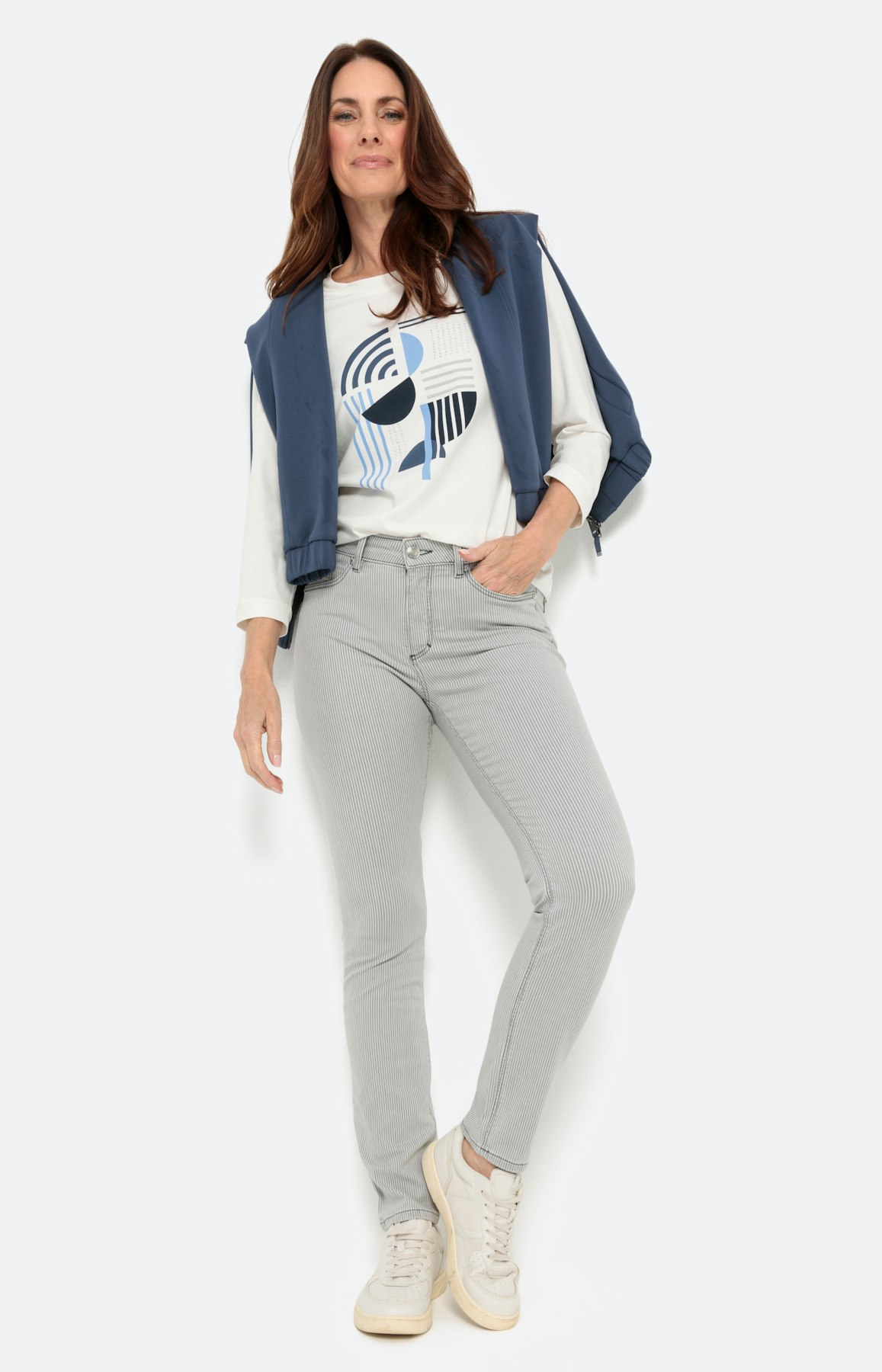 Slim fit jeans met streepdessin