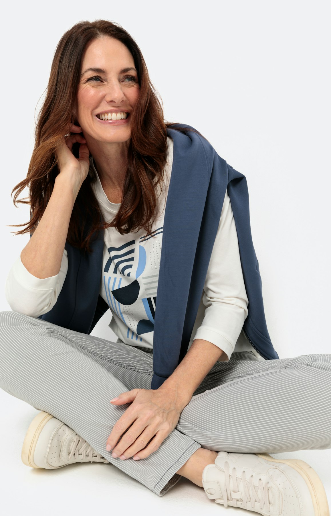 Slim fit jeans met streepdessin