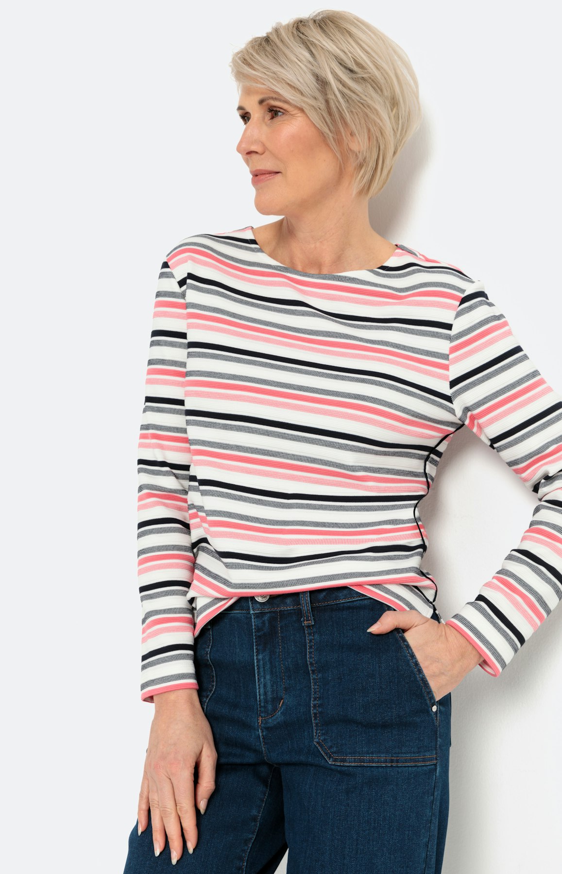 Shirt met lange mouwen in streep-look