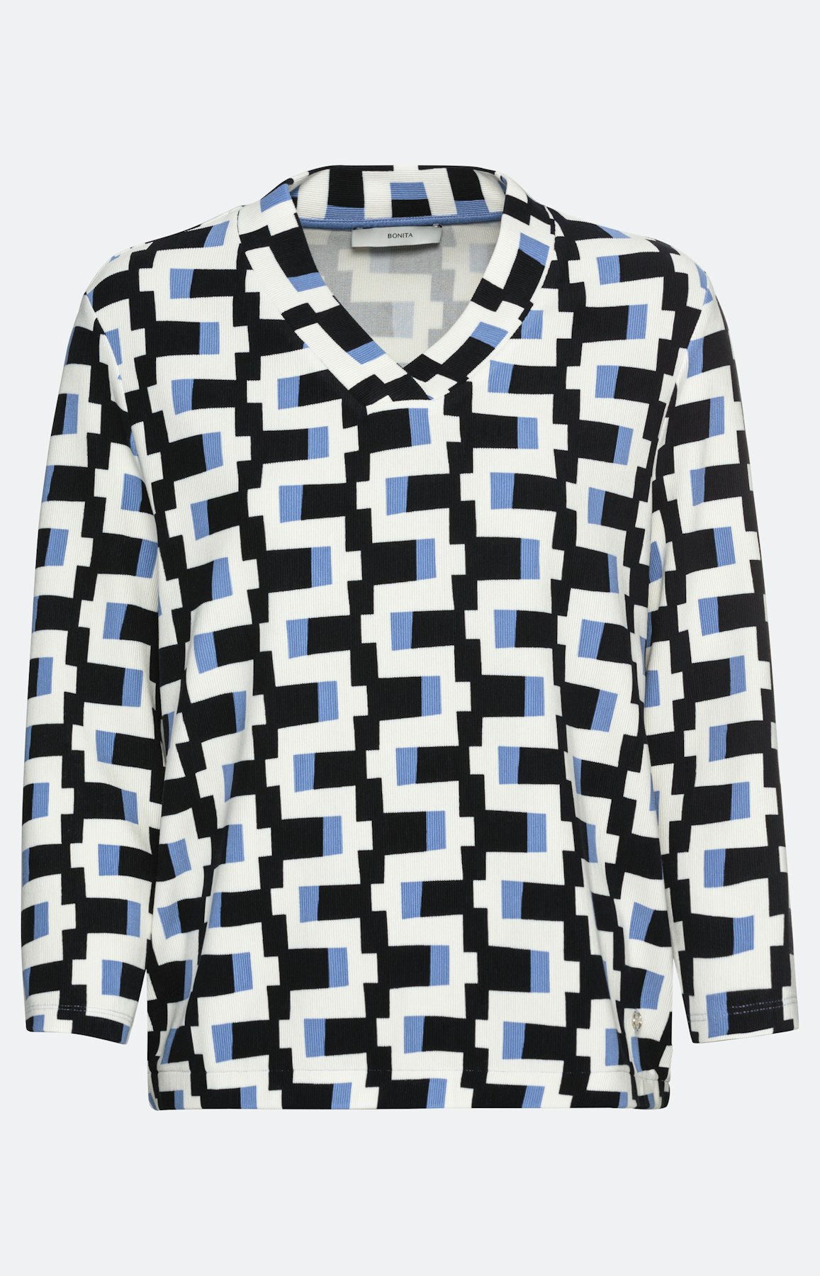 3/4-mouwen shirt, graphic print, blauw