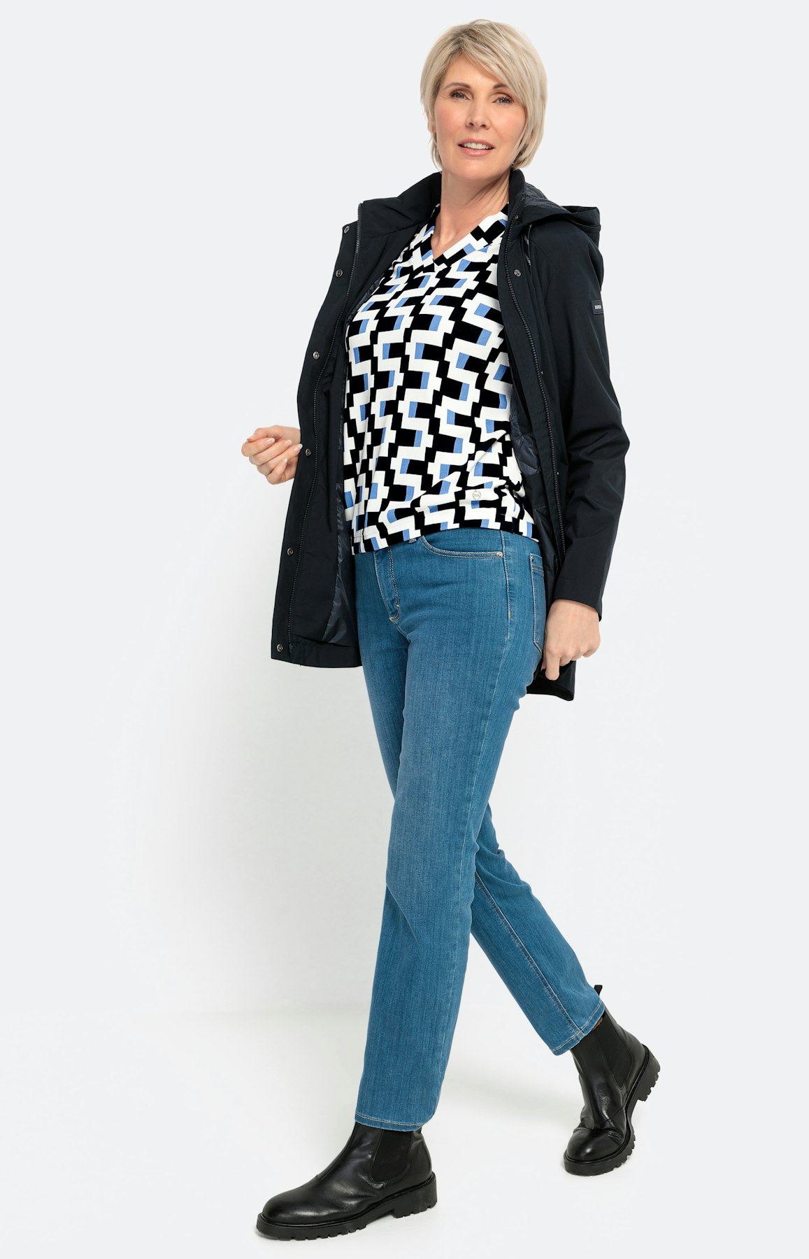 3/4-mouwen shirt, graphic print, blauw