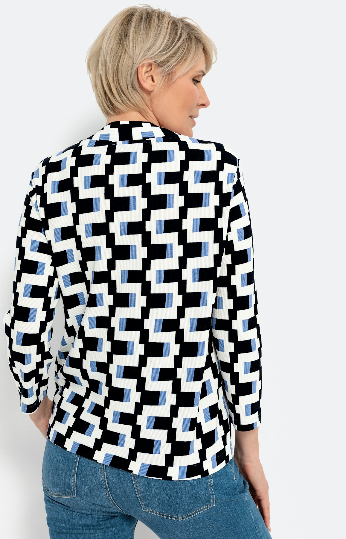 3/4-mouwen shirt, graphic print, blauw