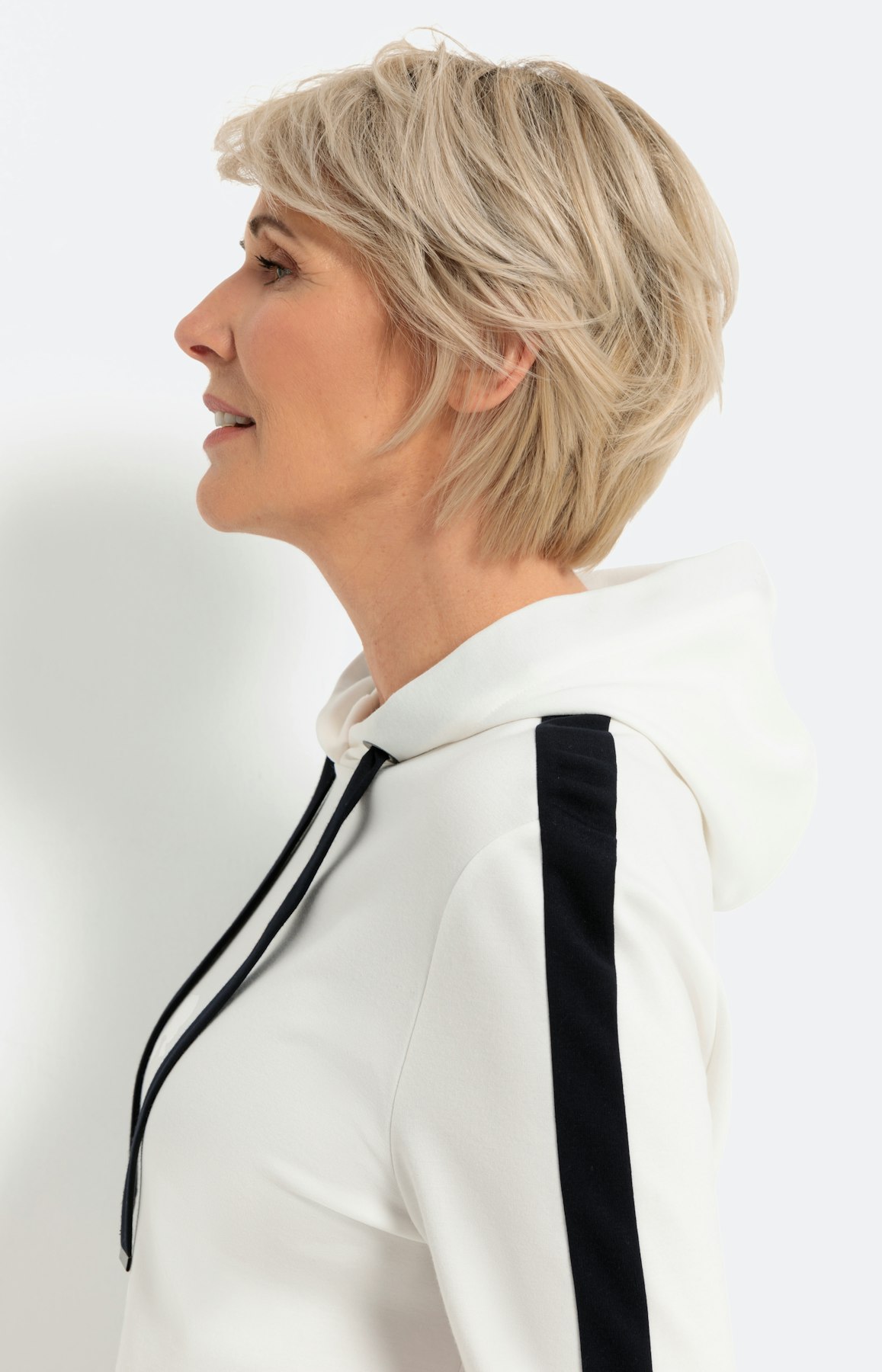 Hoody met 3/4-mouwen en zoomsplitten