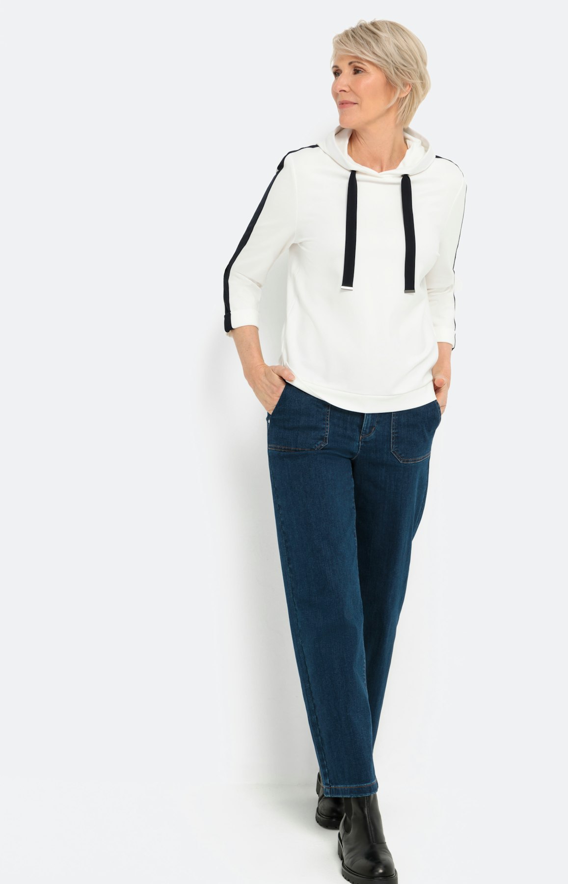 Hoody met 3/4-mouwen en zoomsplitten