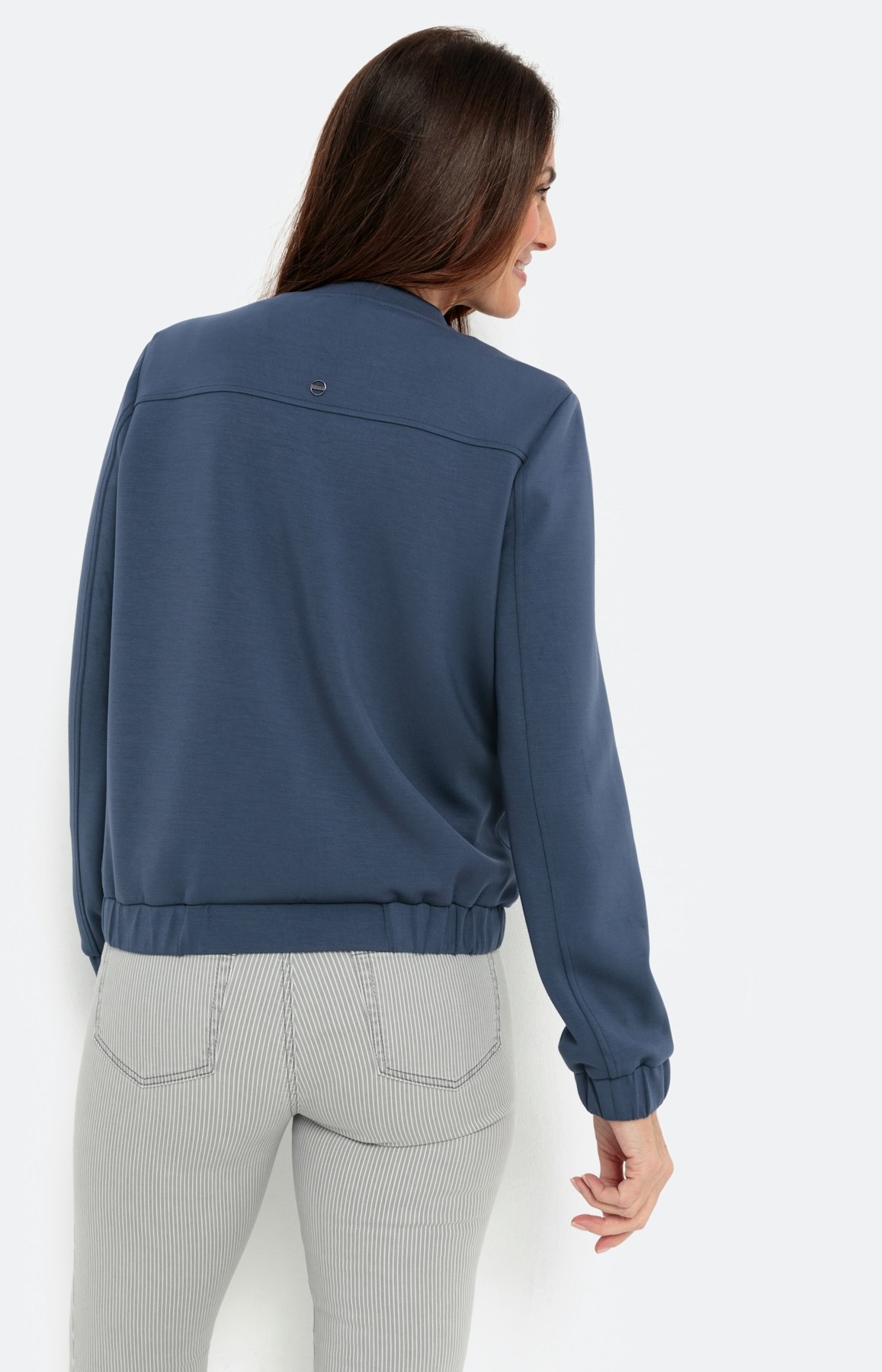 Scuba-Sweatjacke mit Rundhals und Zipper