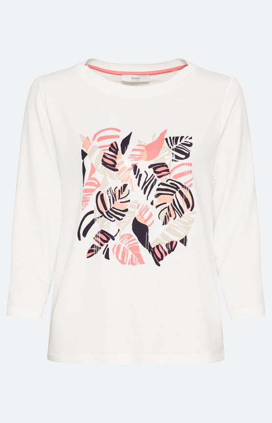 Shirt met 3/4-mouwen en frontprint