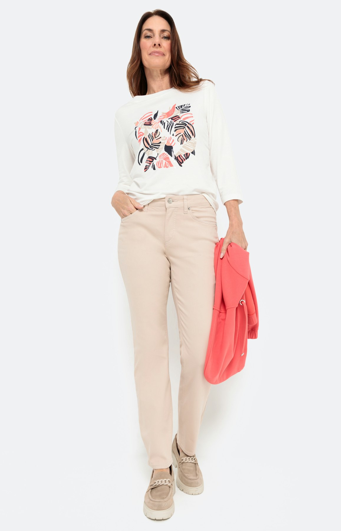 Shirt met 3/4-mouwen en frontprint