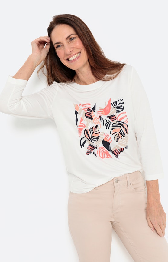 Shirt met 3/4-mouwen en frontprint