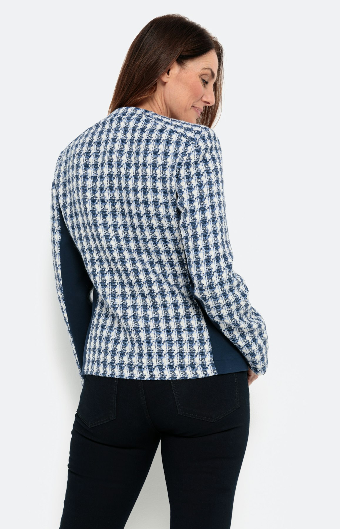 Blazer in materialenmix met 2-wegrits