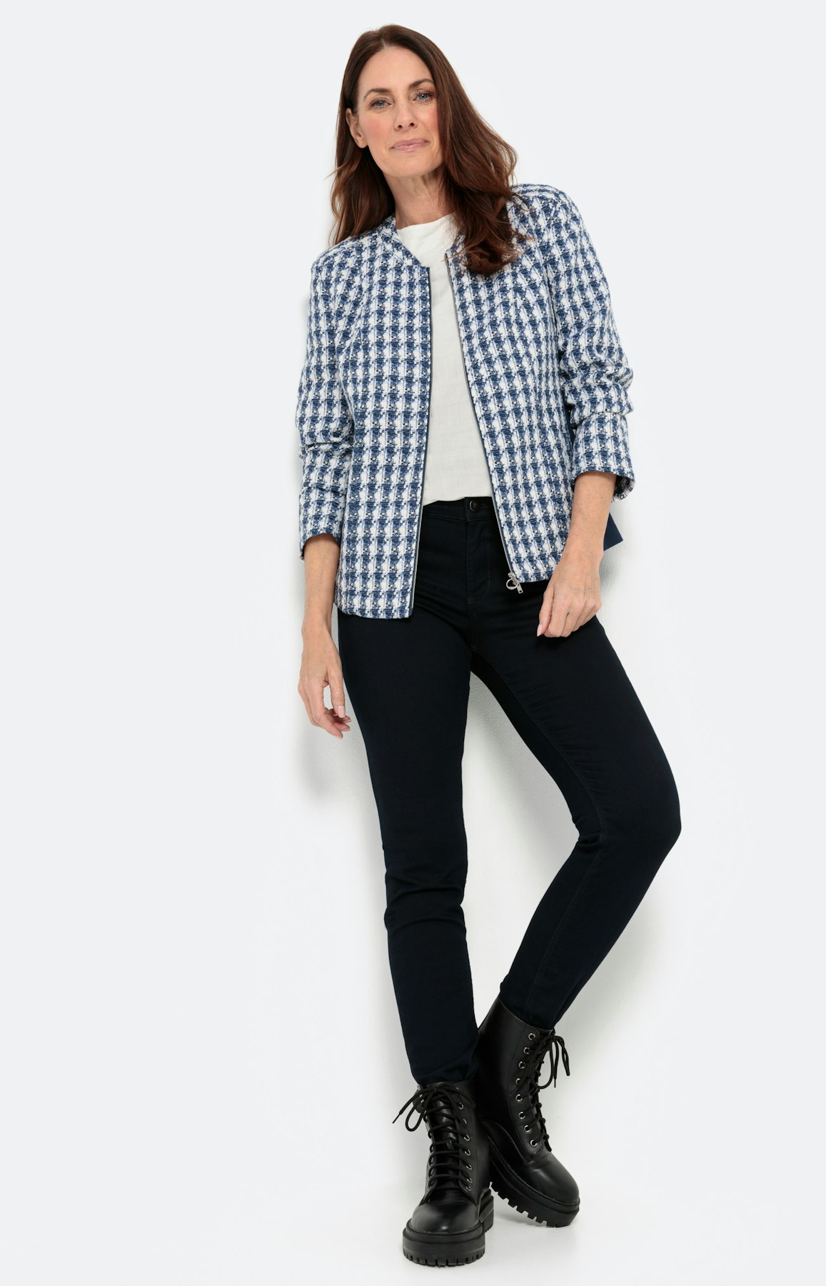 Blazer in materialenmix met 2-wegrits