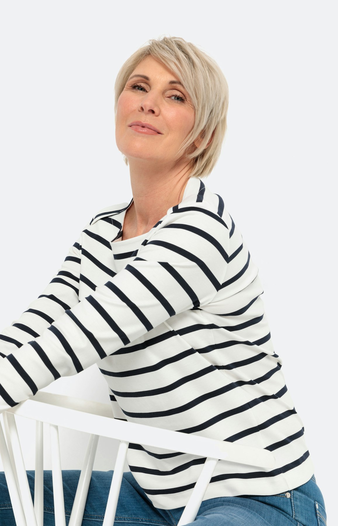 Gestreept shirt met boothals