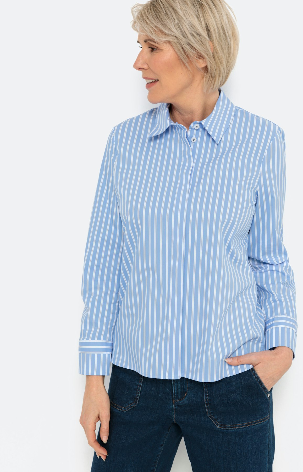 Hemdbluse mit Streifen, hellblau