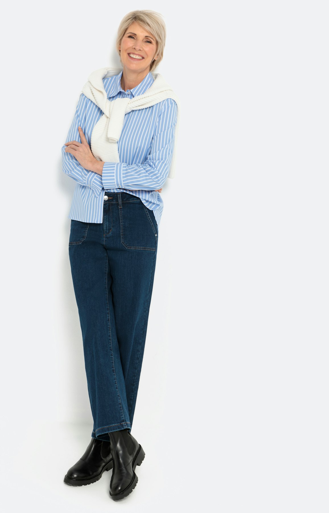 Hemdbluse mit Streifen, hellblau