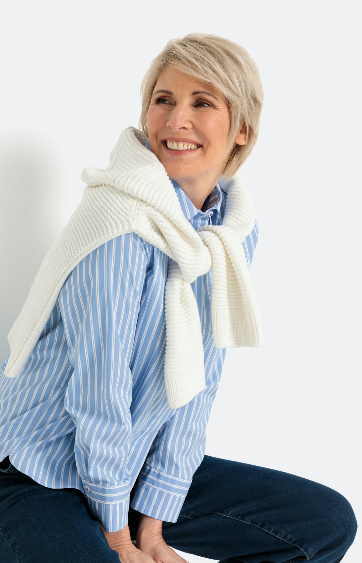 Hemdbluse mit Streifen, hellblau