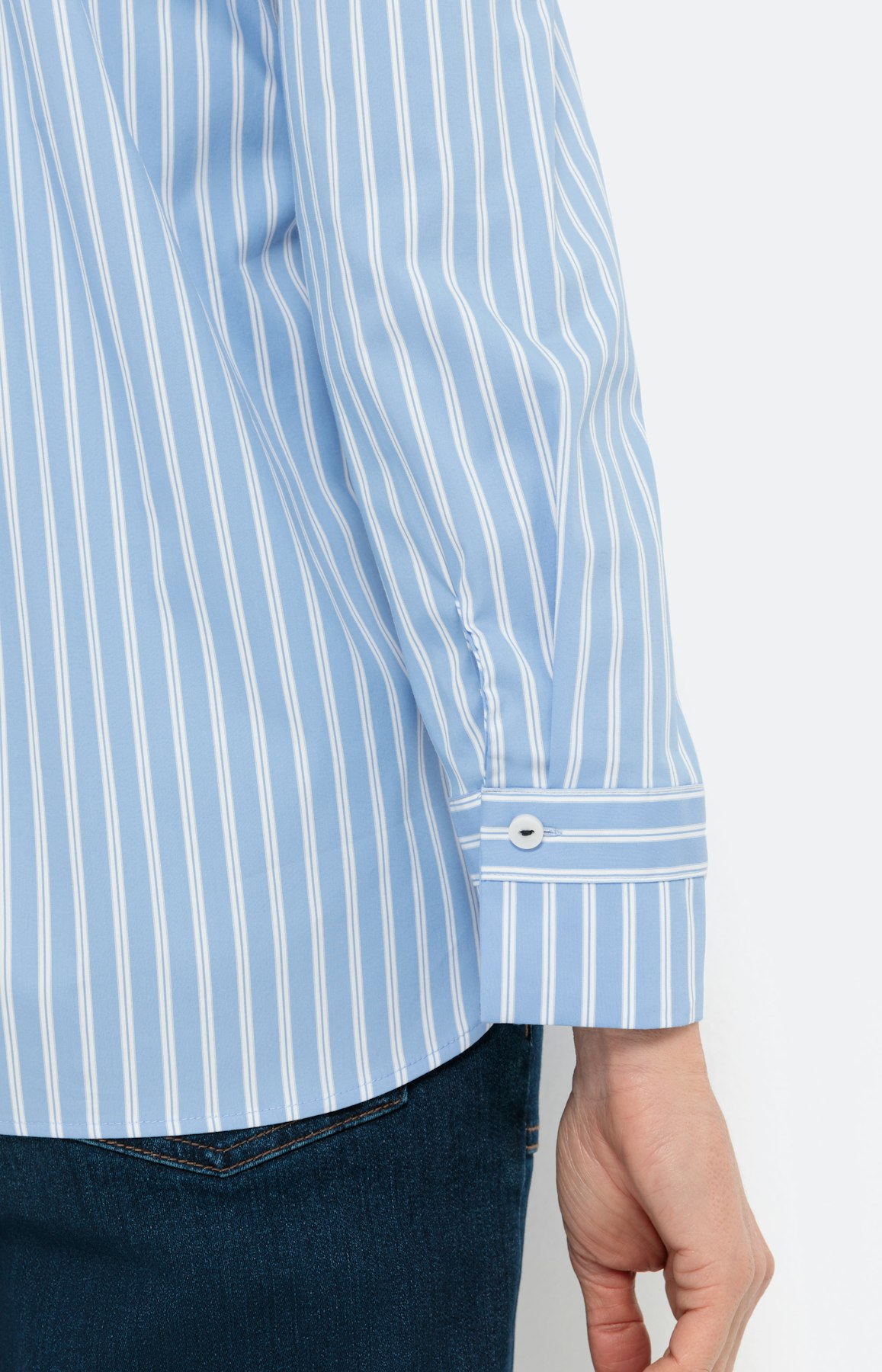 Hemdbluse mit Streifen, hellblau