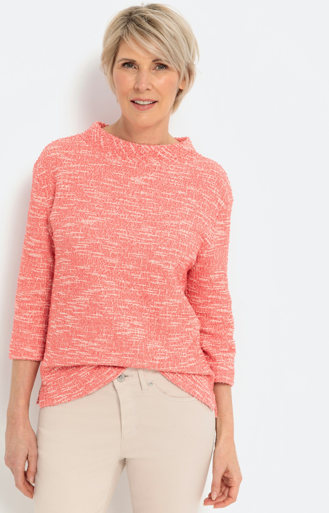 Sweatshirt met 3/4-mouwen en structuur