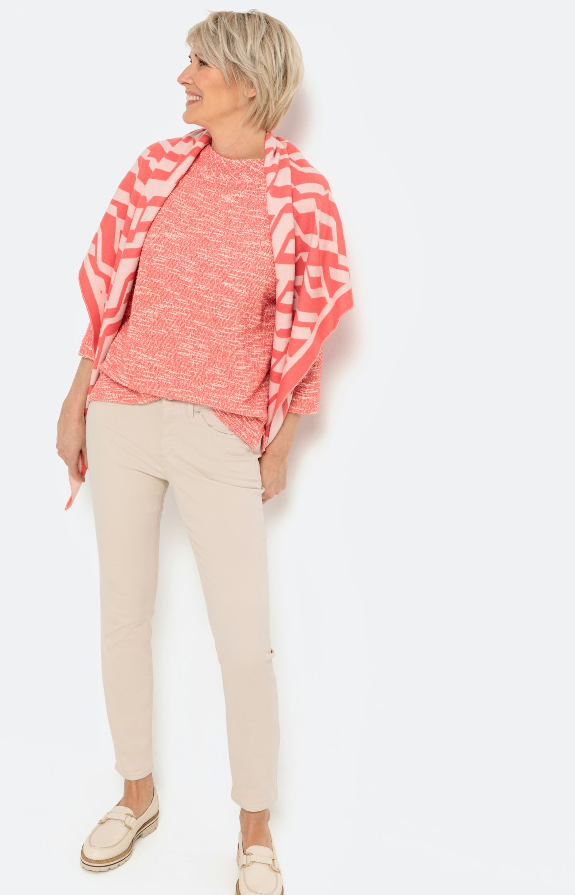 Sweatshirt met 3/4-mouwen en structuur