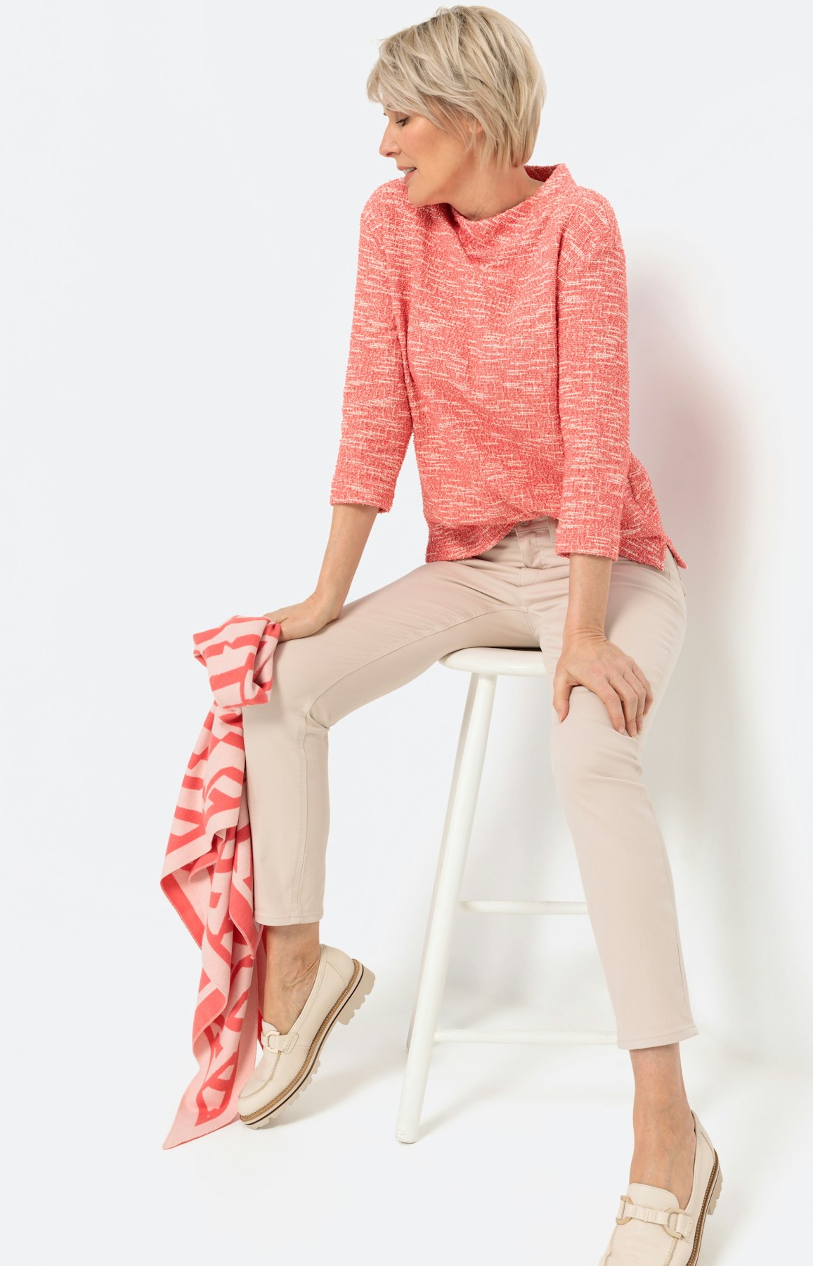 Sweatshirt met 3/4-mouwen en structuur