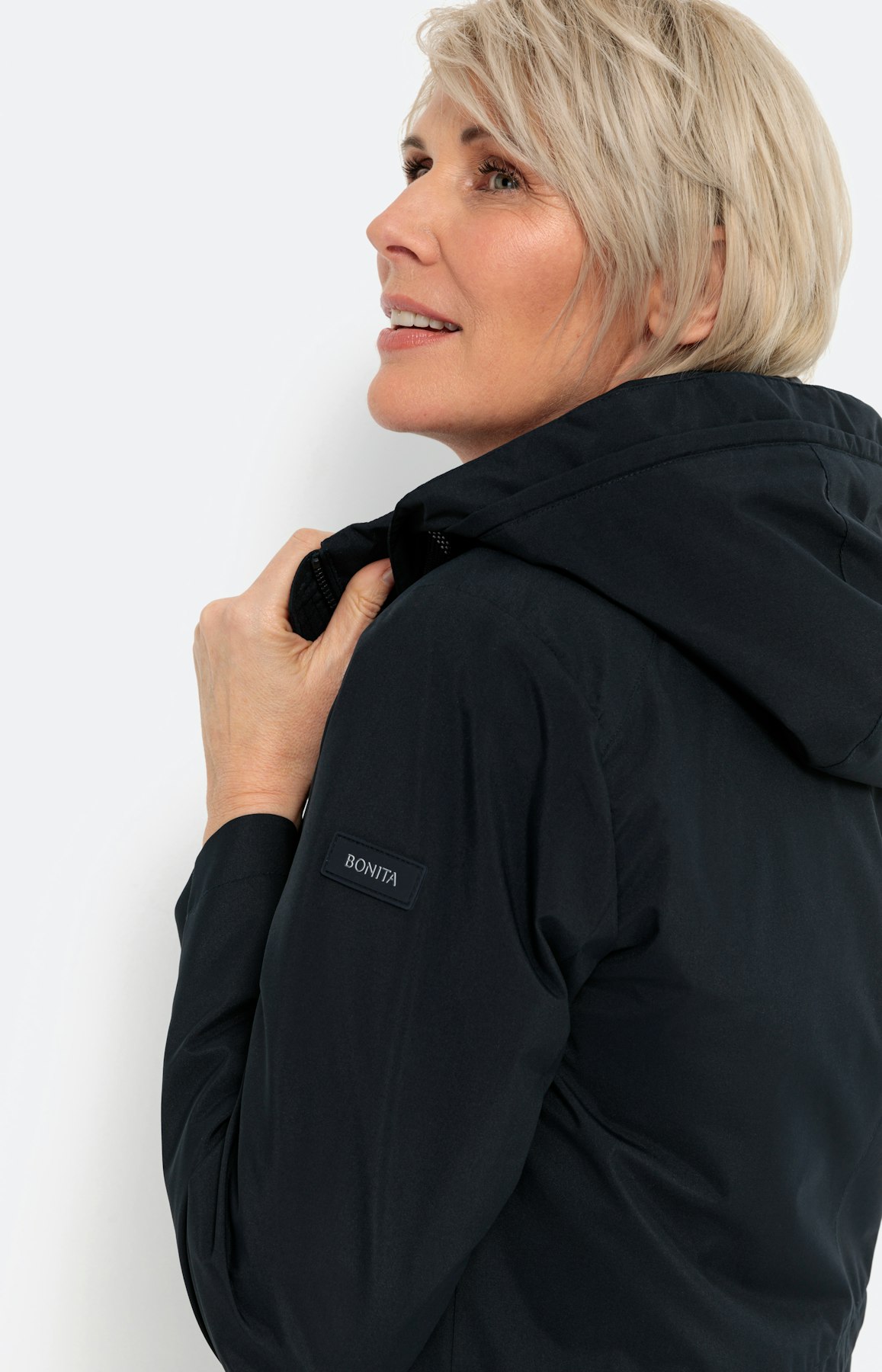 Parka met rijgkoord binnenin, navy