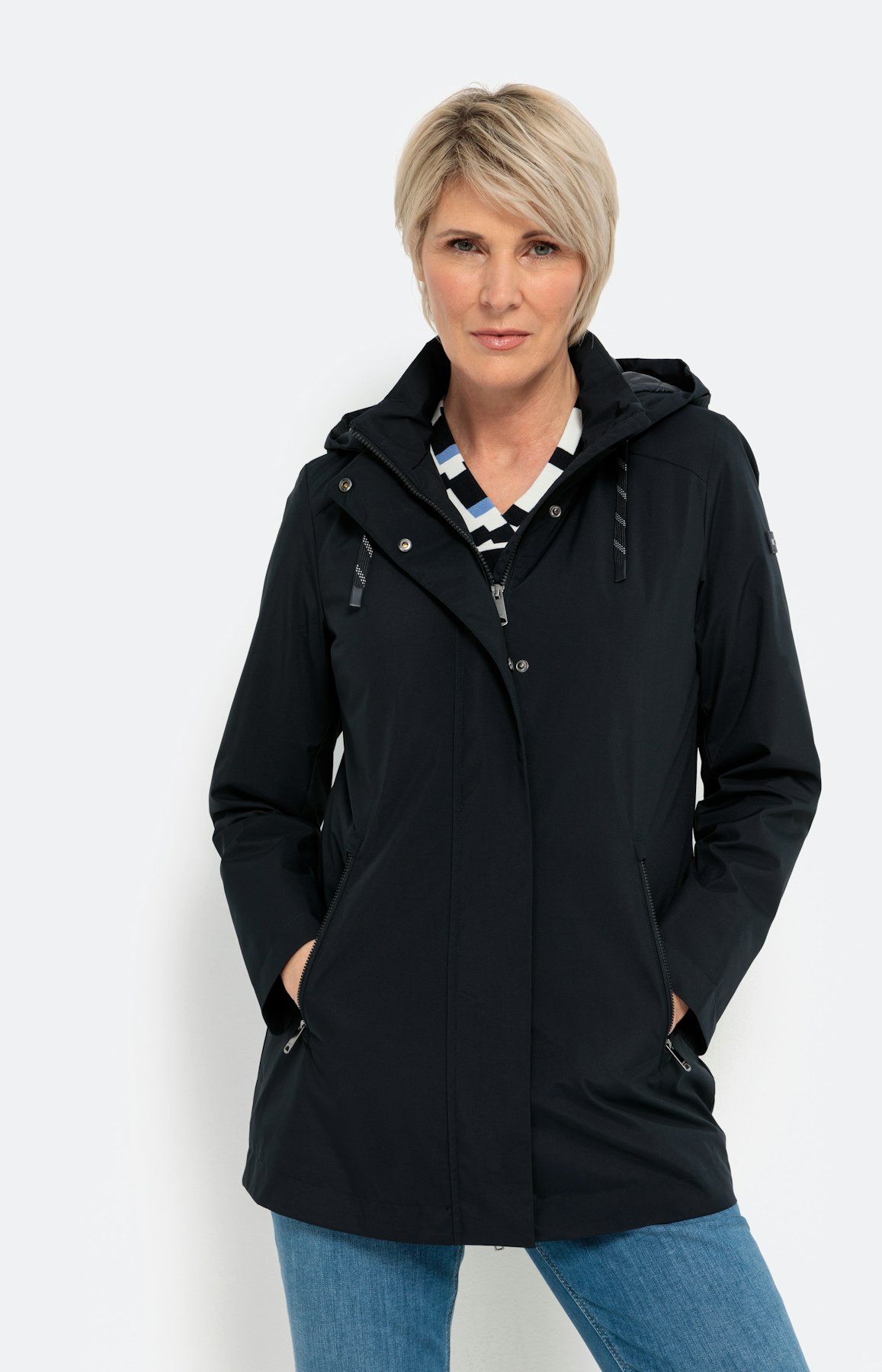 Parka met rijgkoord binnenin, navy