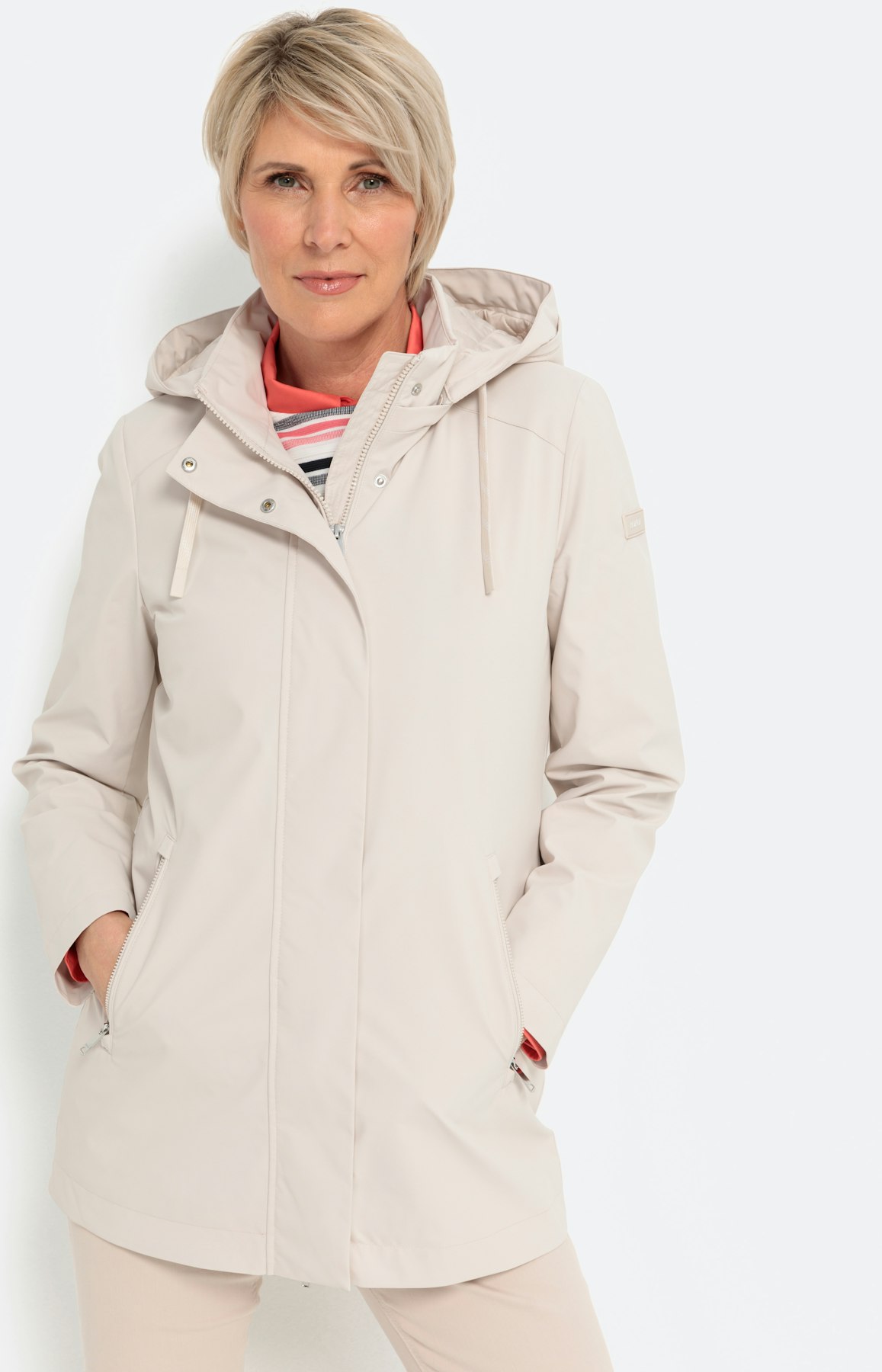 Parka met optionele capuchon, ivory
