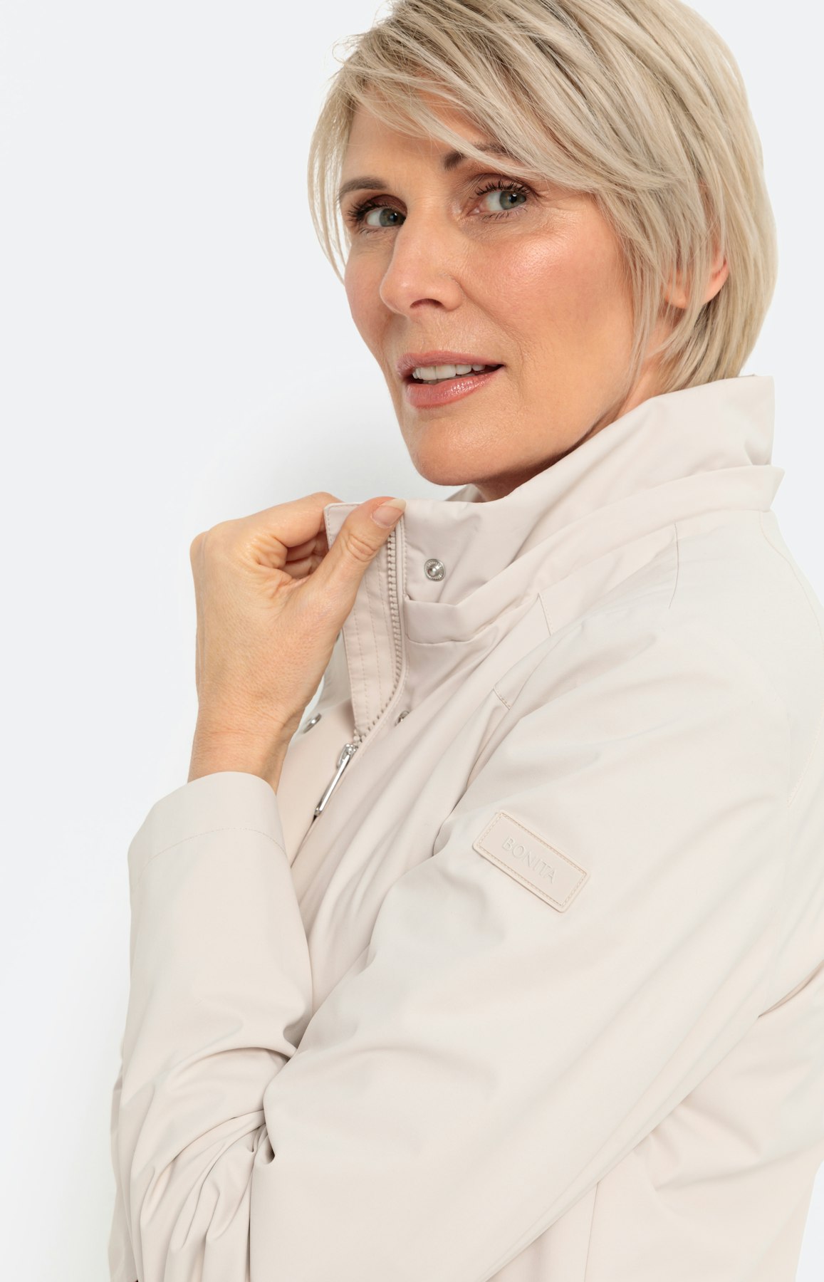 Parka met optionele capuchon, ivory