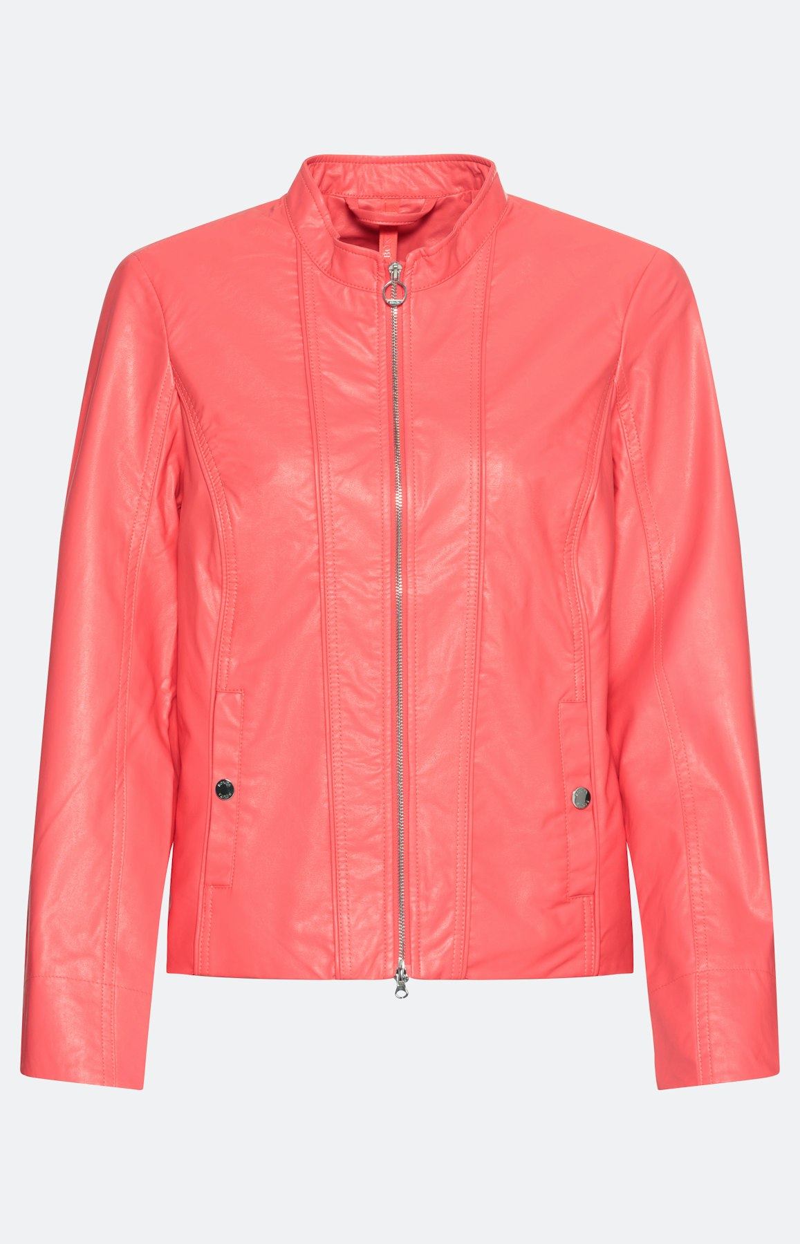 Bikerjas in lederen optiek, coral