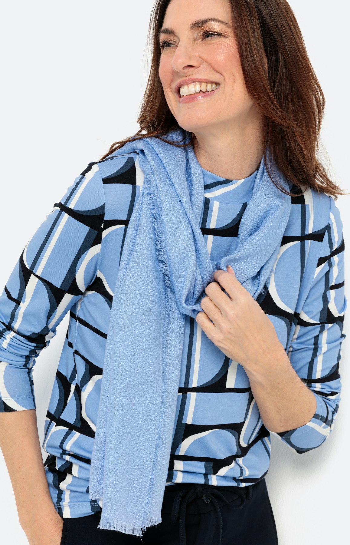 Shirt in all-over look met staande kraag