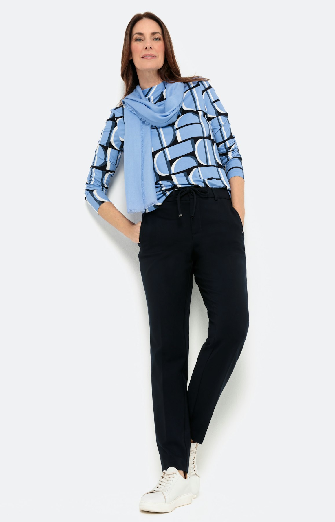 Shirt in all-over look met staande kraag