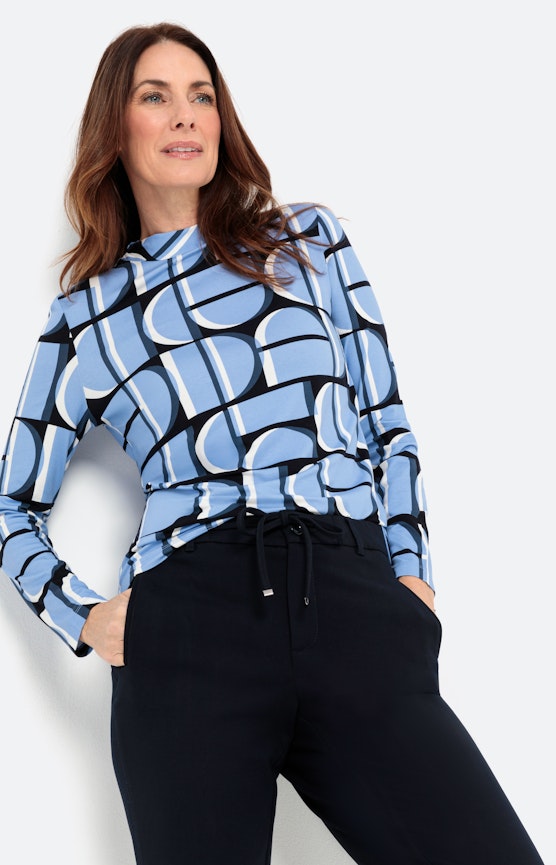 Shirt in all-over look met staande kraag