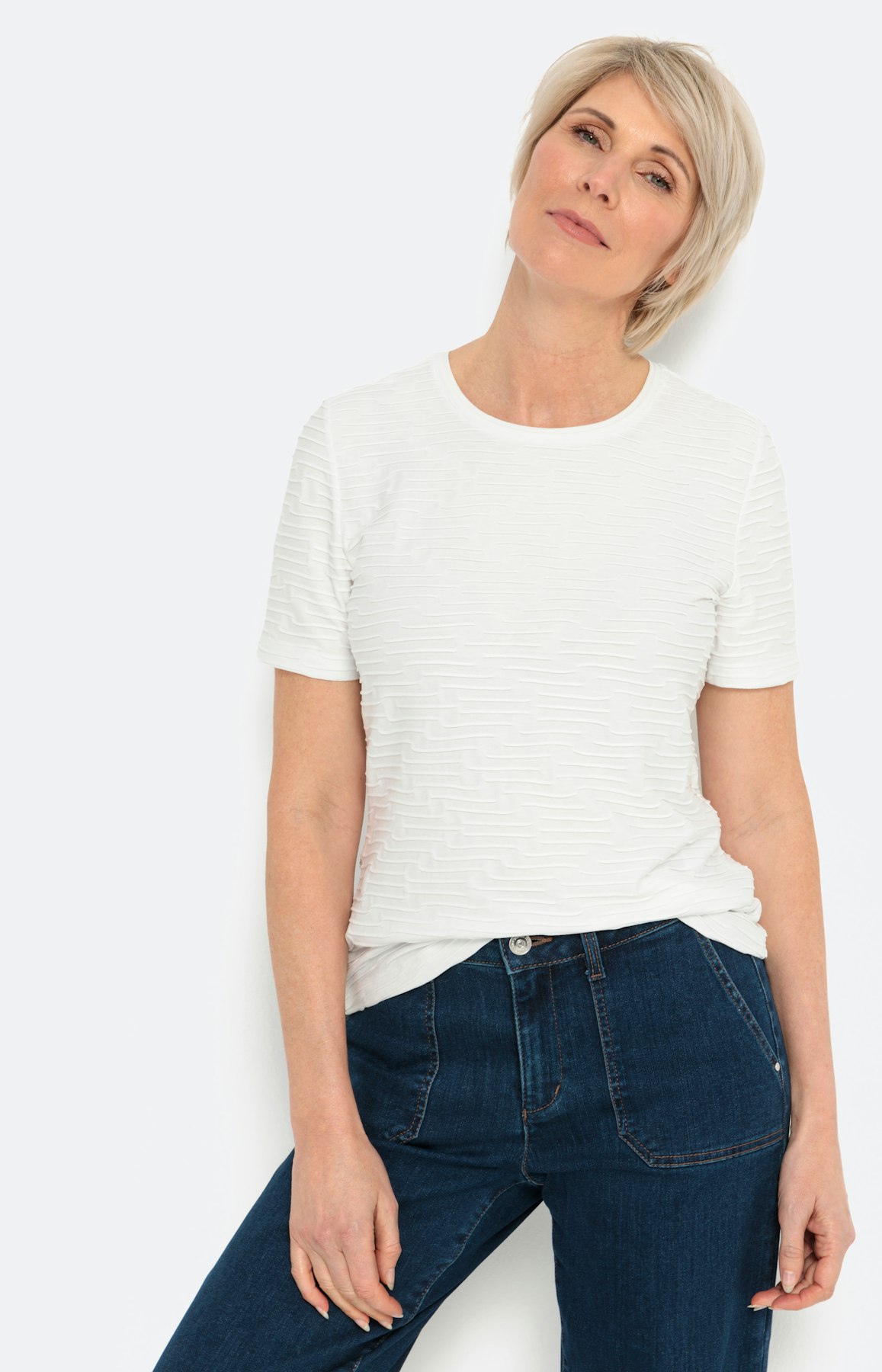 Zacht T-shirt met gepaspelde, ronde hals