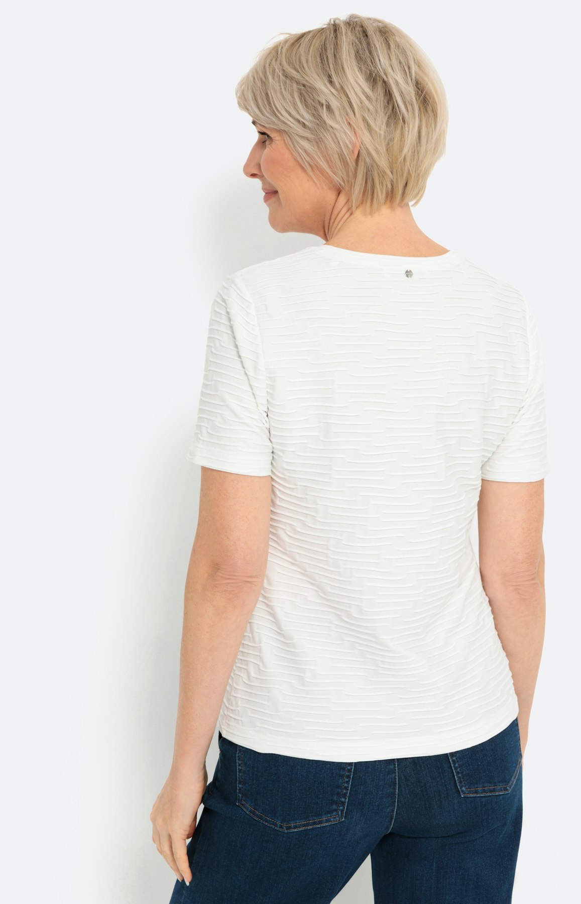 Zacht T-shirt met gepaspelde, ronde hals