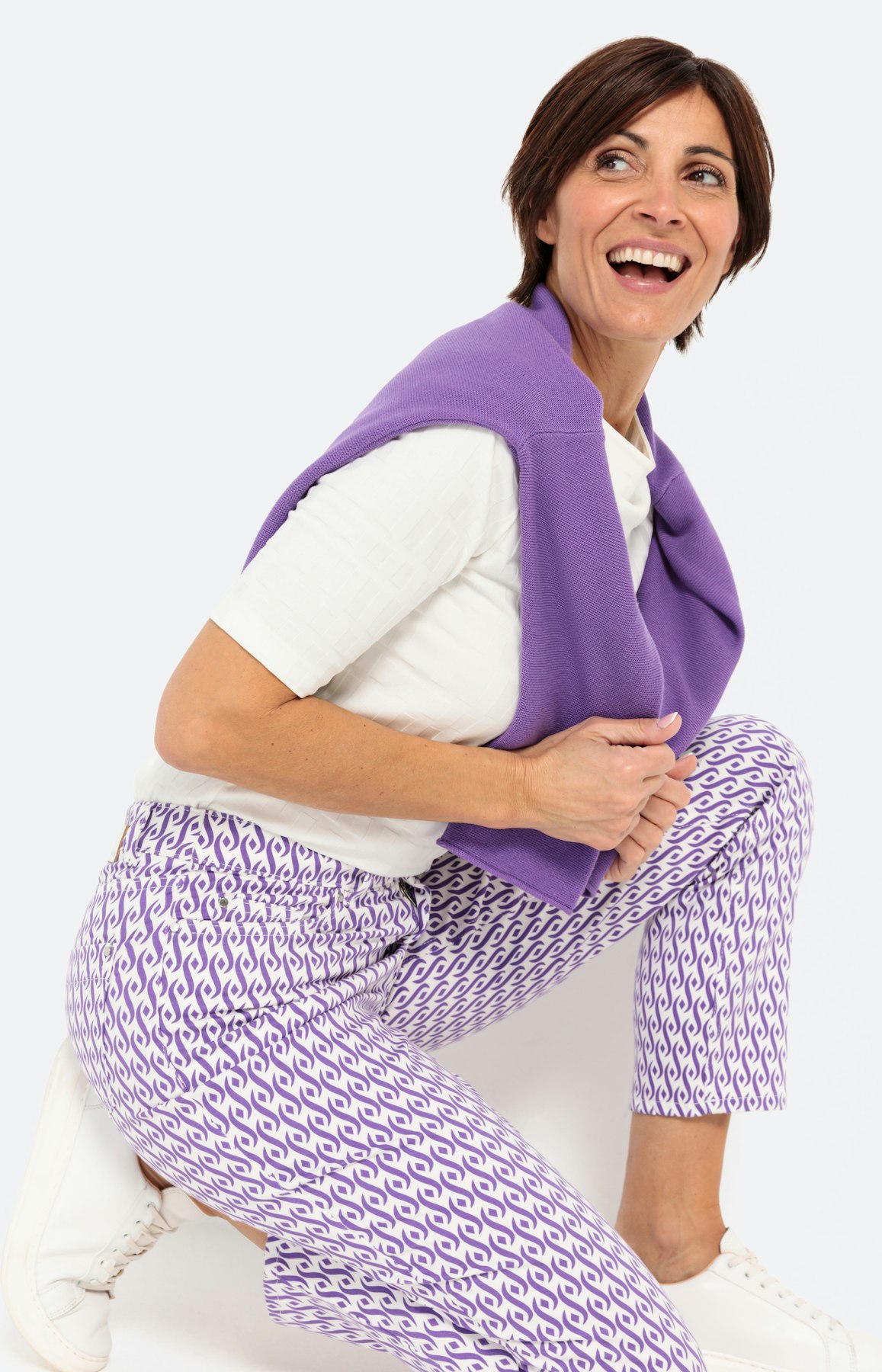 Gedessineerde broek van katoen-satijn