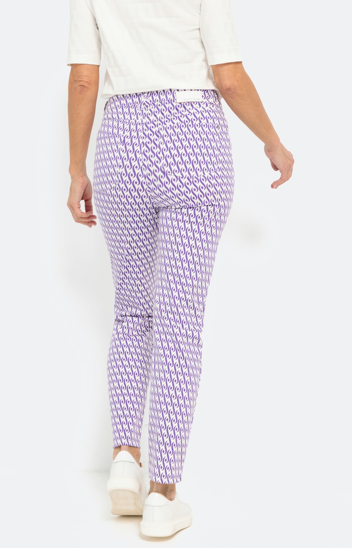 Gedessineerde broek van katoen-satijn