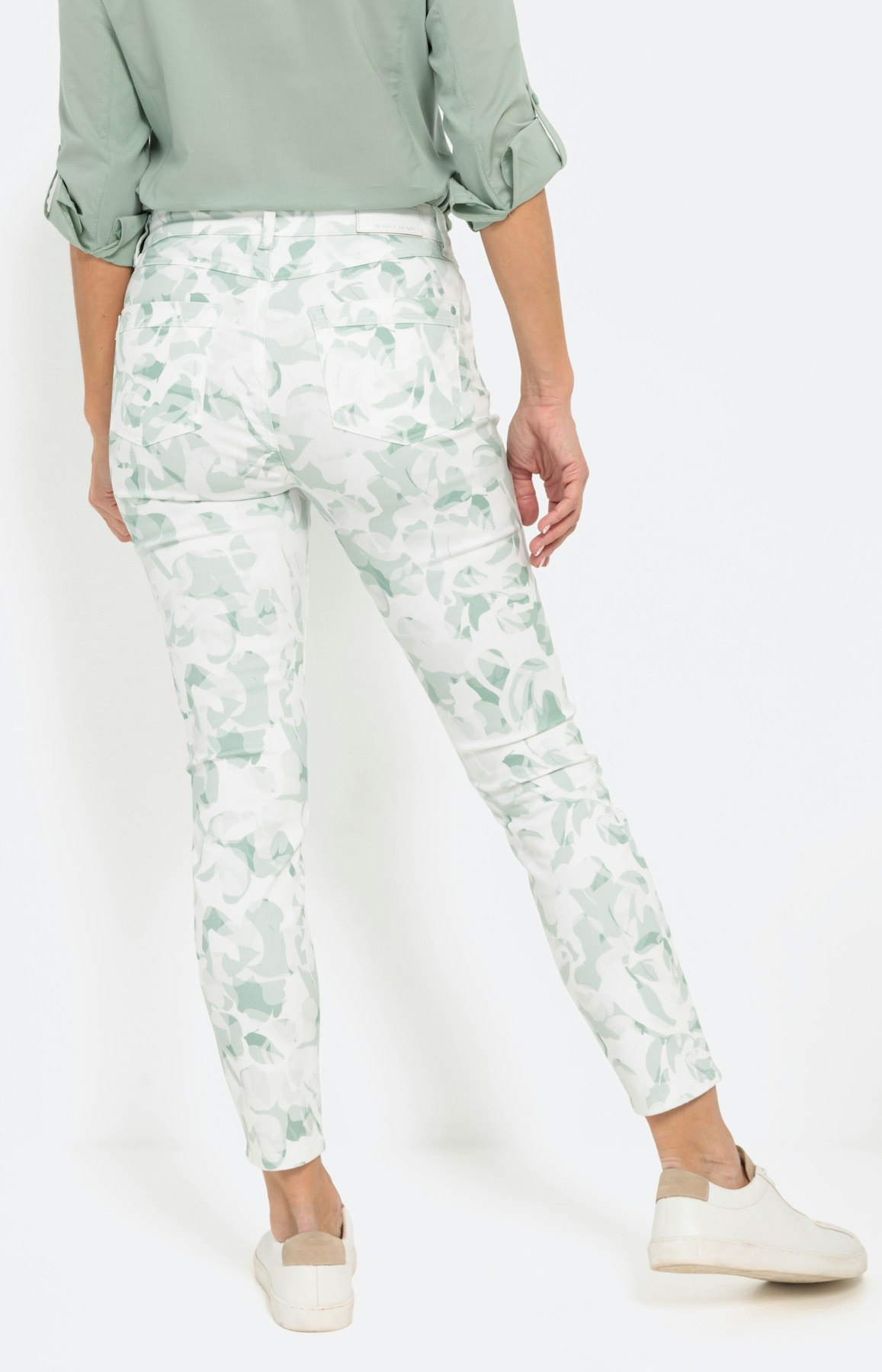 7/8 Jeans , Blumenprint, salbei