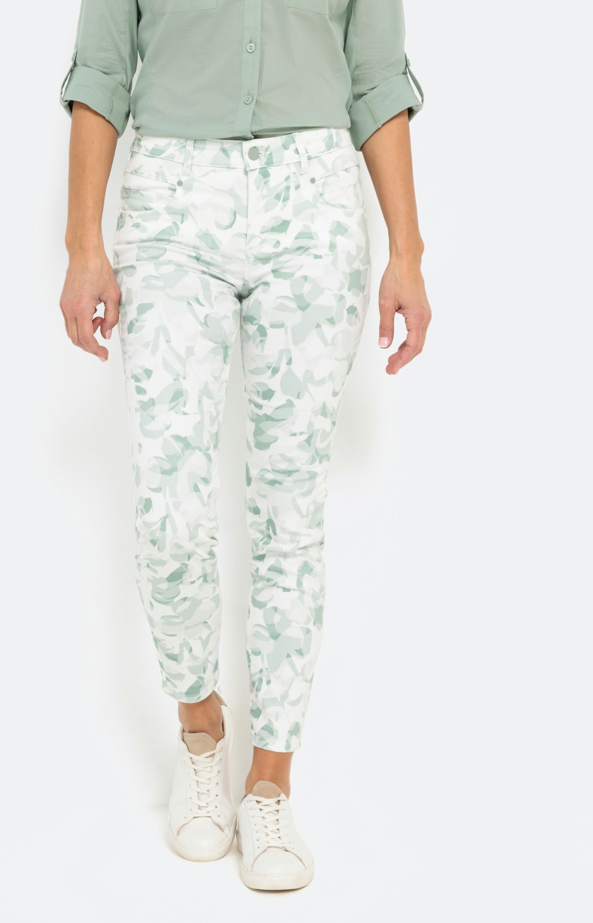 7/8 Jeans , Blumenprint, salbei