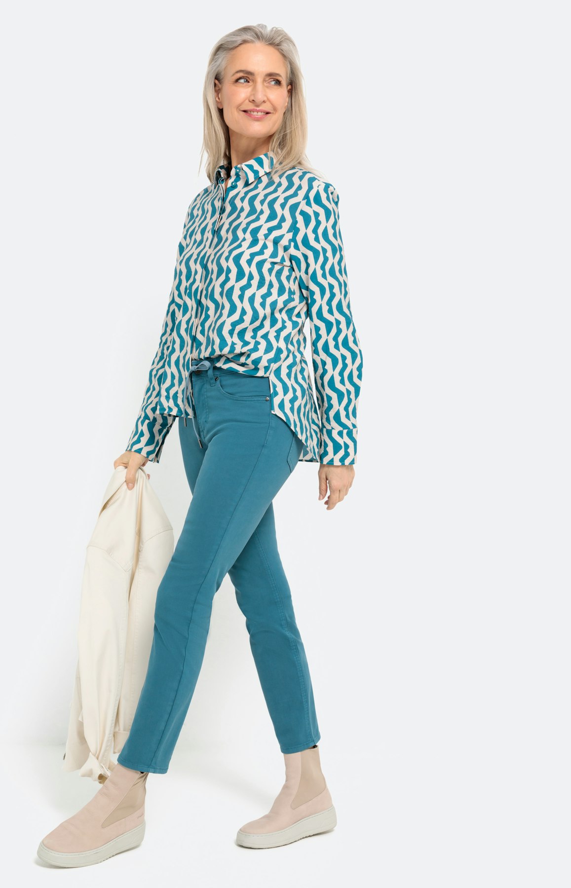 Smalle jeans, petrol, 28 inch