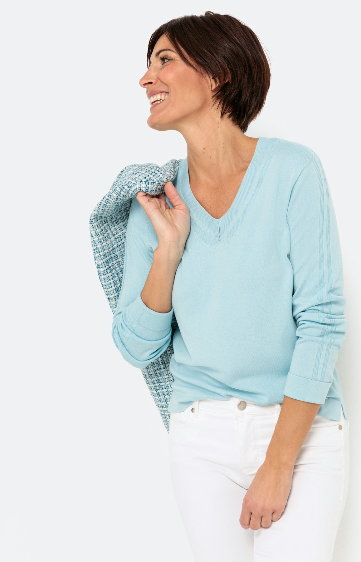 Trui met lange mouwen en V-hals