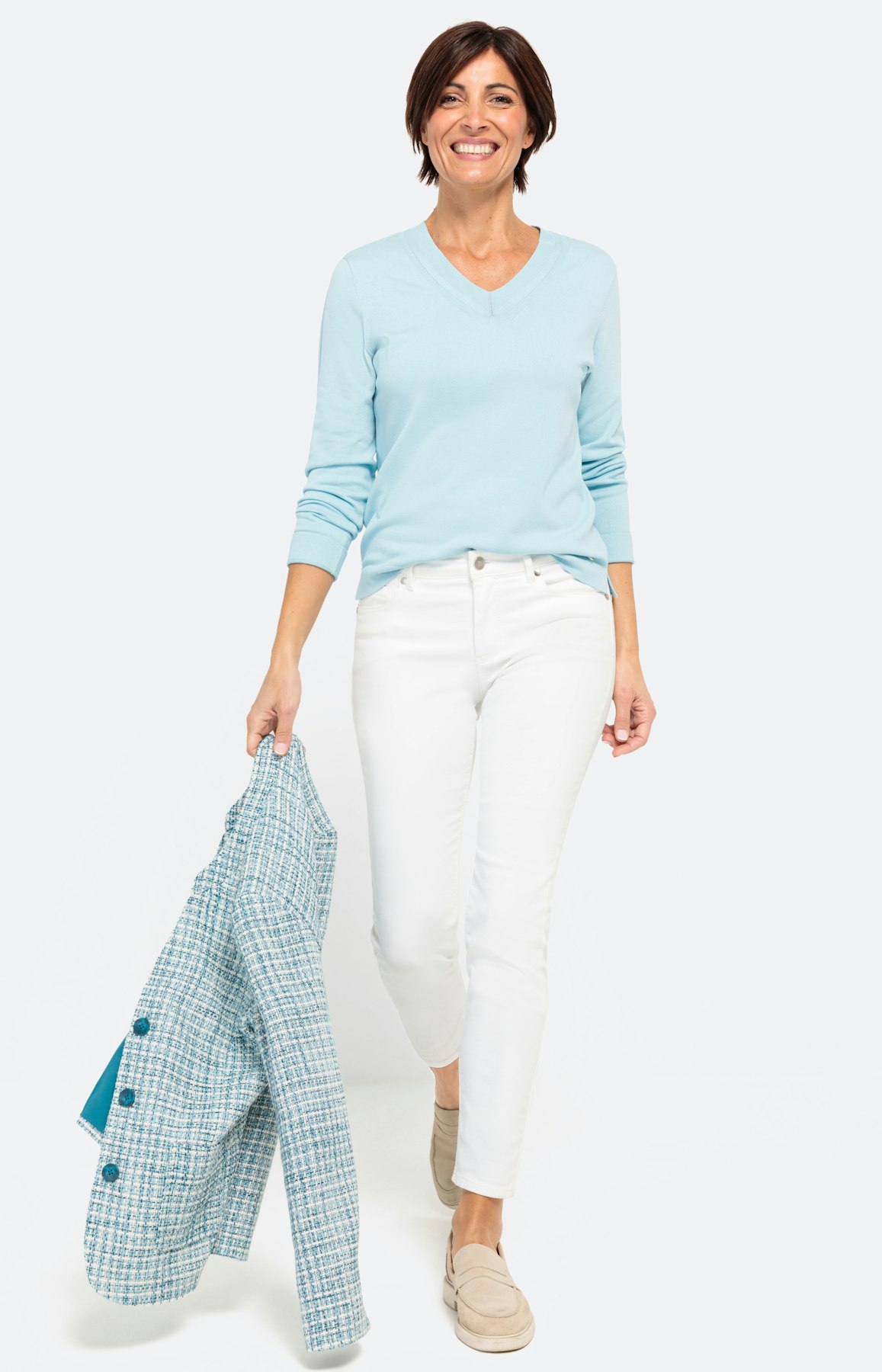 Trui met lange mouwen en V-hals