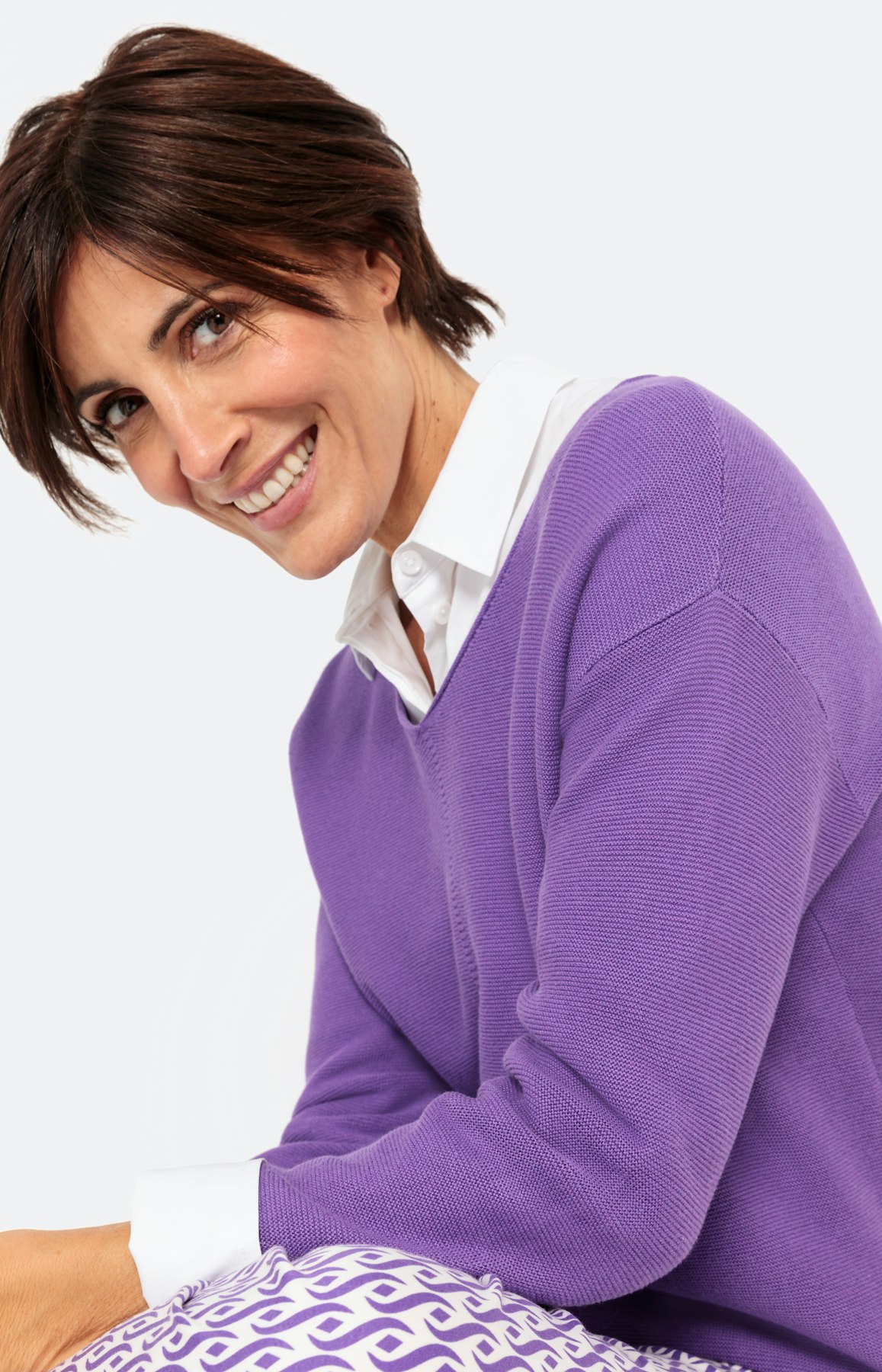 Trui met een V-hals en 3/4-mouwen