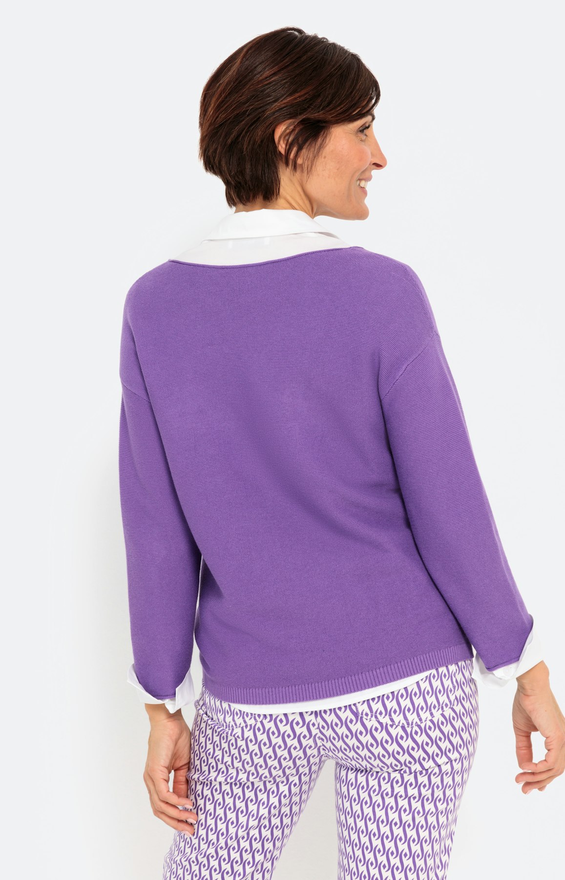 Trui met een V-hals en 3/4-mouwen