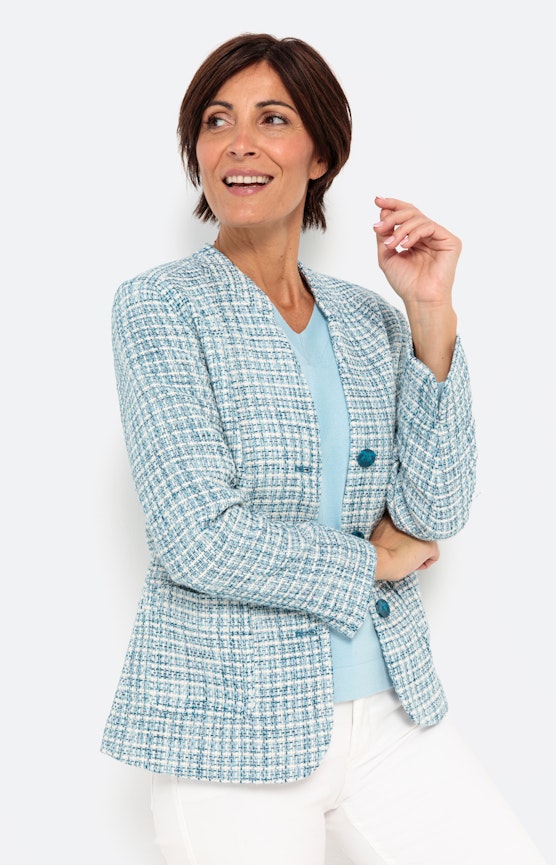 Getailleerde blazer met boucléstructuur