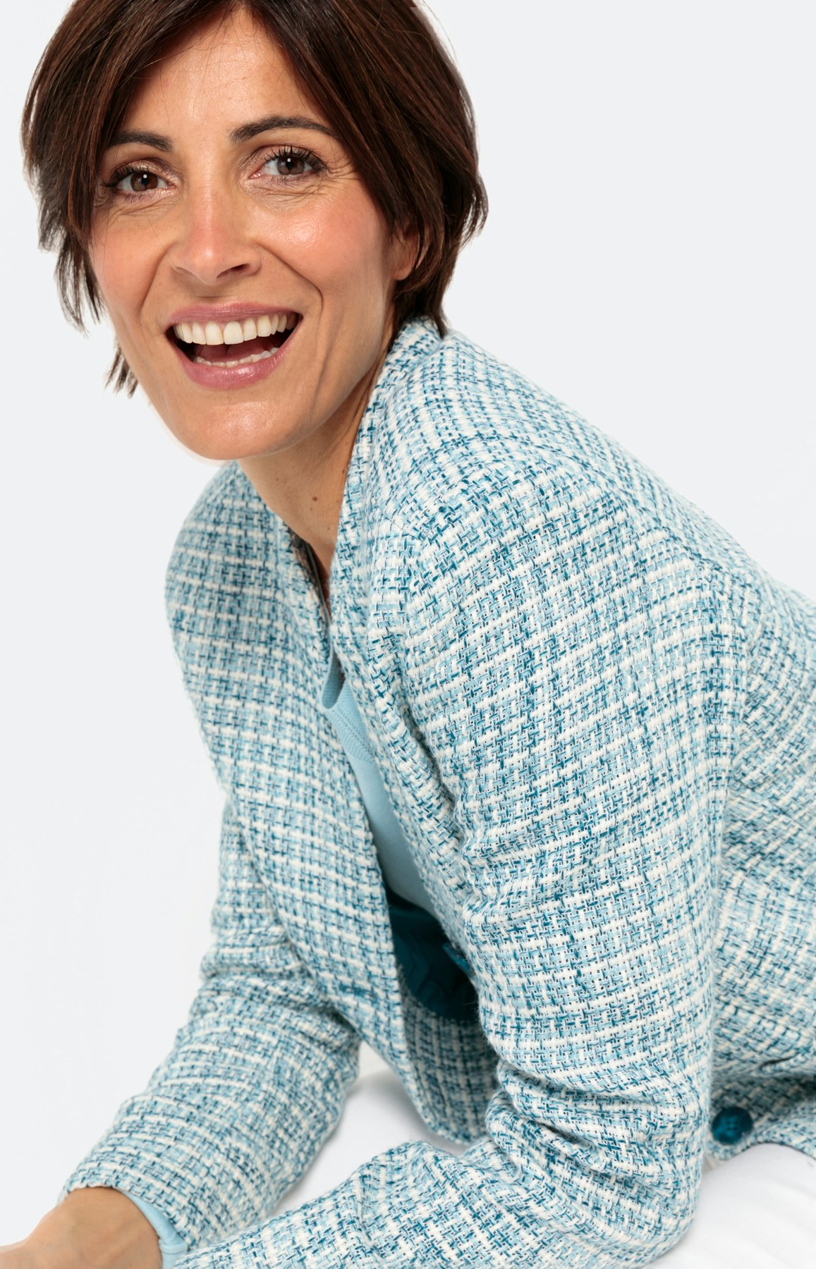 Bouclé blazer, aqua