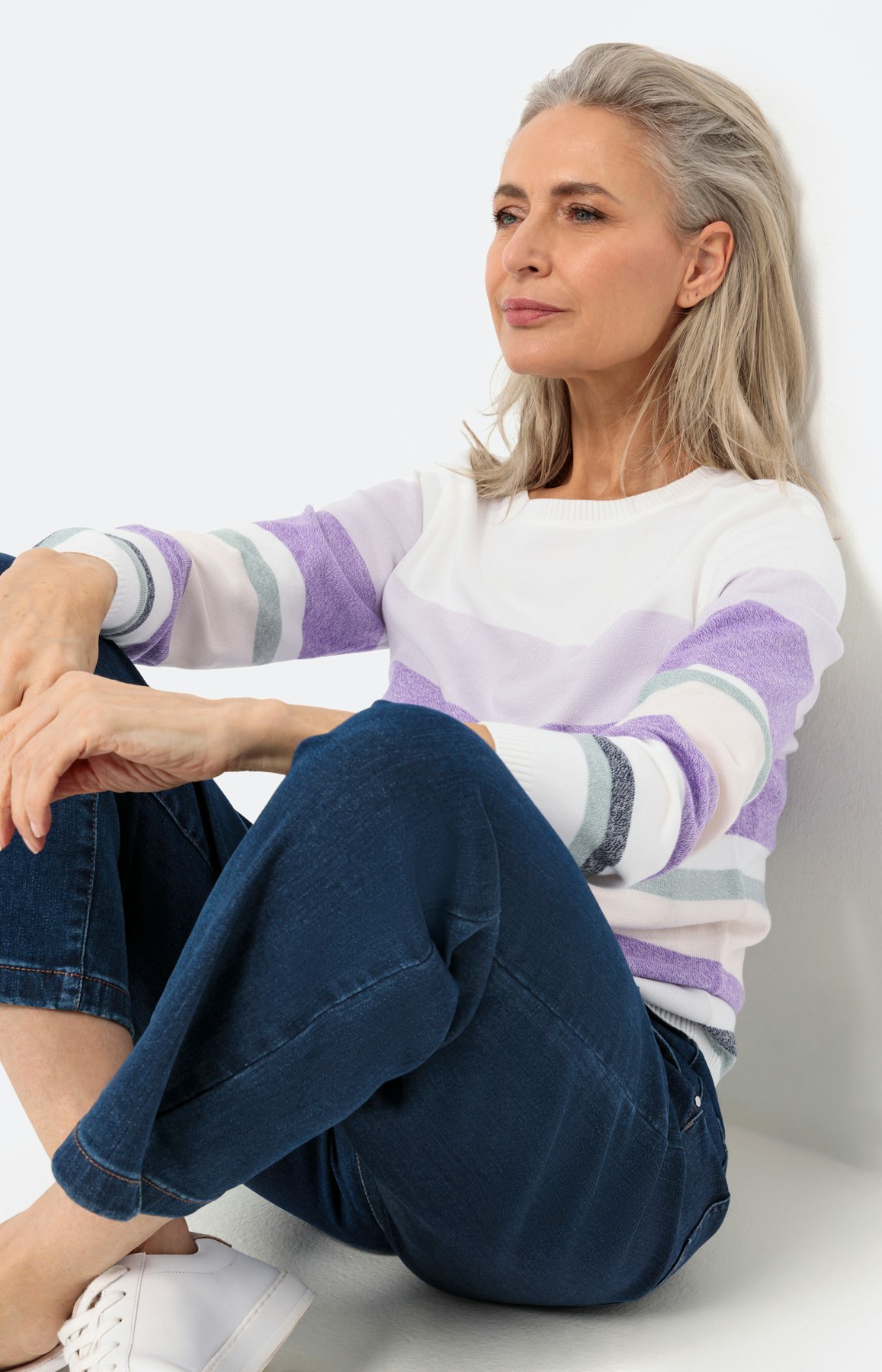 Gestreepte trui van mouliné-garen