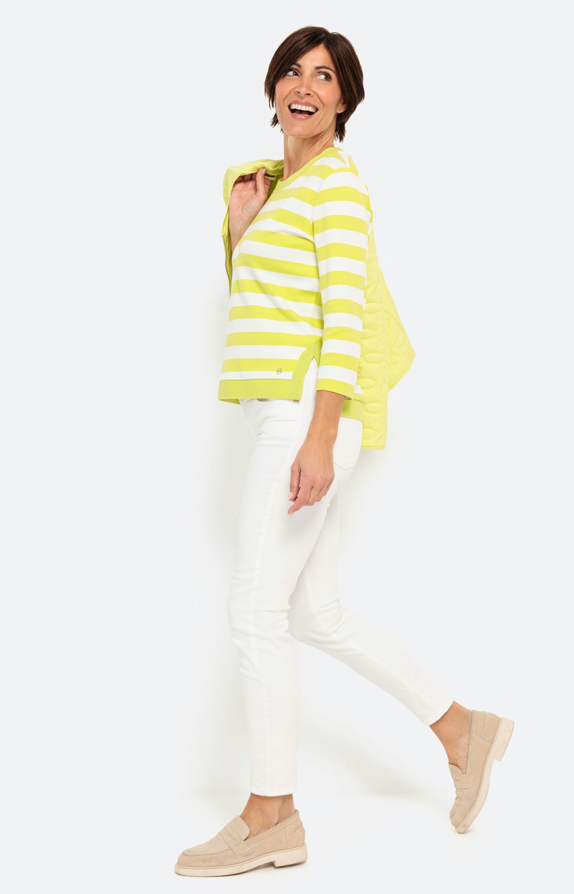 Gestreiftes Sweatshirt mit Seitenschlitz