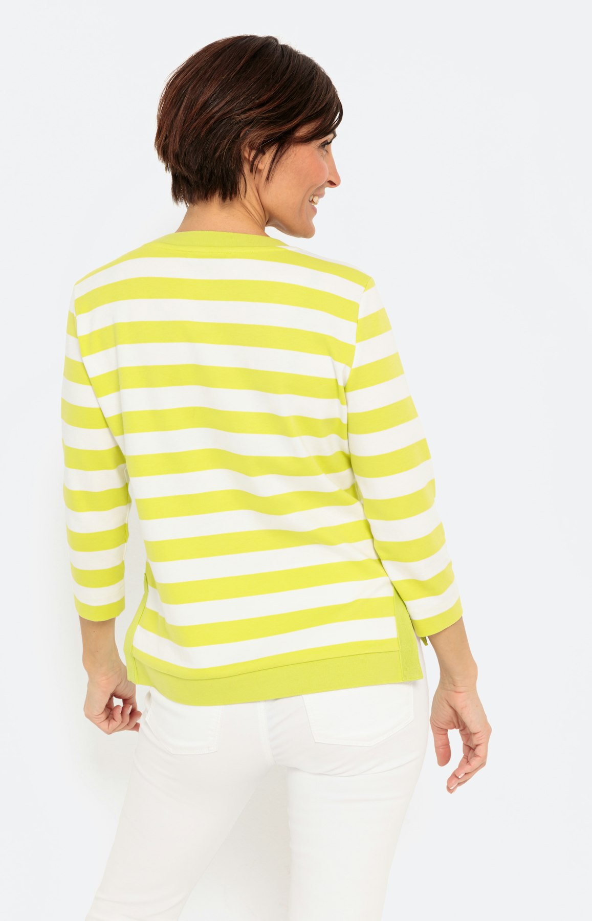 Gestreiftes Sweatshirt mit Seitenschlitz